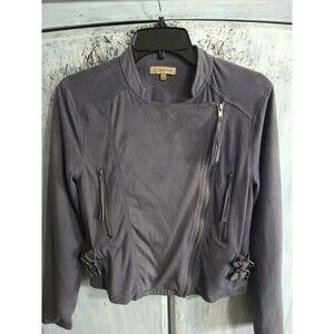 Democracy Zip City Office Jacket Motorcycle Gray Small